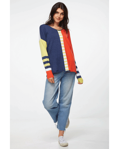 Z & P Fun Stripe Pullover Jumper - Denim