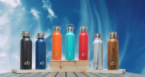 chilly moose 25oz whitney water bottles all colours in a row