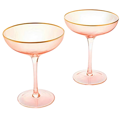 Polka Dot Champagne Coupe Glasses Set of 2 12 oz by The Wine