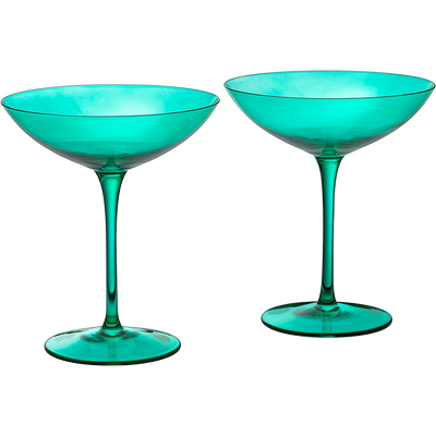 The Wine Savant Colored Vintage Glass Coupes 12oz Colorful Cocktail, M