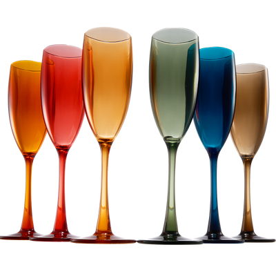 Wine Savant Khen Muted Rainbow Champagne Flute Glasses - Set of 6 – Bailey  Road