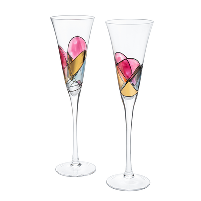 Christmas Martini Glasses, Pair, Hand Painted 