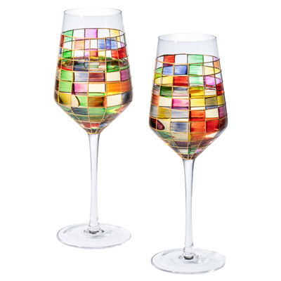 Stained Glass Champagne Flutes Set of 6 Hand Painted - Wine Savant - Hand  Blown 7 Ounce Colorful Ren…See more Stained Glass Champagne Flutes Set of 6