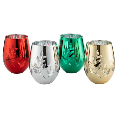 Stemmed Christmas Lights Wine Glasses Set of 2 - Hand Painted Wine Gla –  Poe and Company Limited