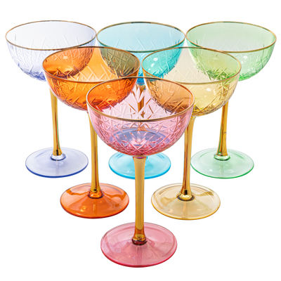 The Wine Savant Colored Coupe Glass | 7oz | Set of 4 Colorful Champagne &  Cocktail Glasses, Fancy Ma…See more The Wine Savant Colored Coupe Glass 