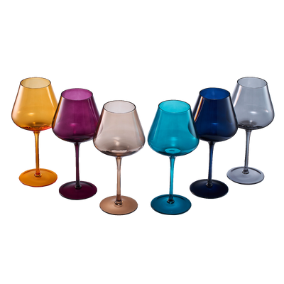 Colored Crystal Wine Glass Set of 6, Large Stemmed 12 oz Glasses, Great for  all Occasions & Special …See more Colored Crystal Wine Glass Set of 6