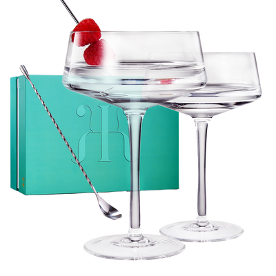 Diamond Studded Martini Glasses Set of 2 - The Wine Savant - Silver Ri