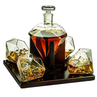 Transparent Creative Whiskey Decanter Set Bottle with 2 Wine Glasses,  Whiskey Stone for liquor, Bourbon, Scotch, Vodka, Christmas Gift for Men  Women (750ml) 