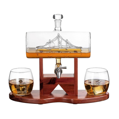 Swordfish & Sailfish Wine &Whiskey Decanter Dispenser and 4 Liquor
