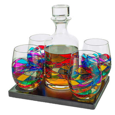 Themed Lights Stemless Wine & Water Glasses - Artisanal Hand Painted O –  The Wine Savant