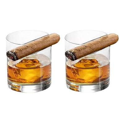 KOVOT Cigar Ashtray and Whiskey Glass Tray – Exquisite Rustic Wooden Tray  with Cocktail Glass Coaster – Wood Cigar Ashtray with Slot to Hold Cigar –  Accessory Set Gift for Men Christmas