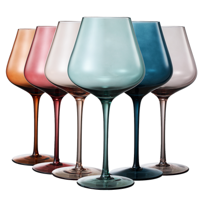 Colored Wine Glass Set, 12oz Glasses Set of 6 Baby Shower Gender Revea –  The Wine Savant