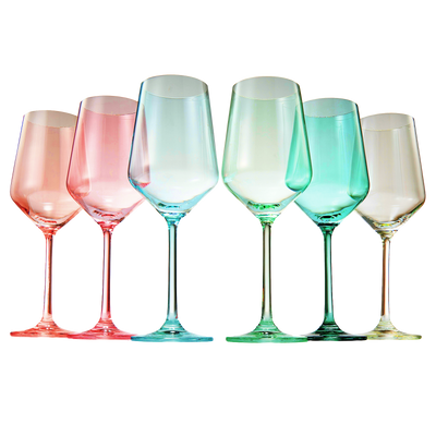 Colored Crystal Wine Glass Set of 5, Large 20 OZ Glasses, Summer Flower  Bright Italian Style Tall St…See more Colored Crystal Wine Glass Set of 5