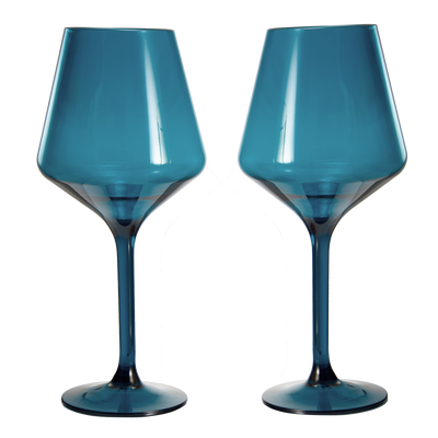 Blue Shatterproof Floating Wine Glasses For Pool 15oz 2pc