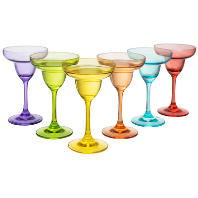 Set of 4 Turquoise and White Martini Glasses from Mexico, 'Waves of Glamour