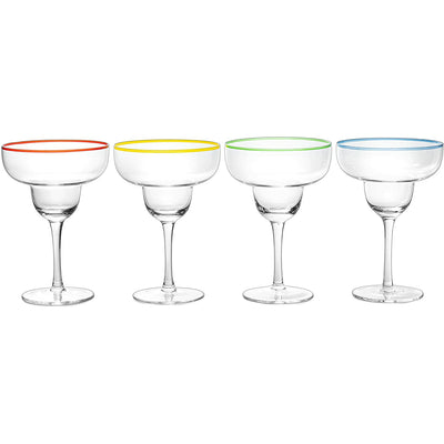 The Wine Savant Mexican Design Hand Blown Margarita Glass – Set of 4