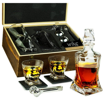 Whiskey Stones Gift Set for Men & Women with Wooden Army Crate and 6  Stainless Steel Whiskey Bullets