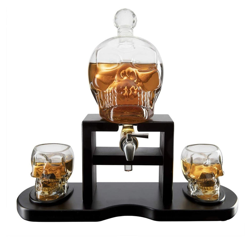 skull decanter set