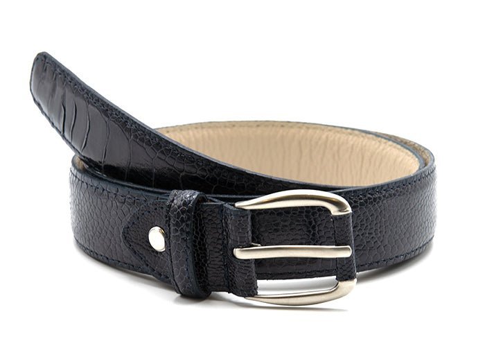 Genuine Ostrich Leather Shin Belt (Midnight Blue) for Sale Online