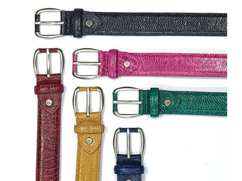 Different colours of ostrich leather belts