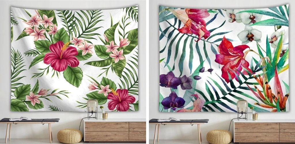 tenture murale fleurs tropicales