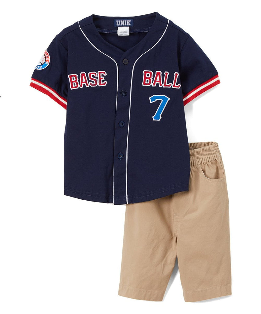 baseball jersey and shorts