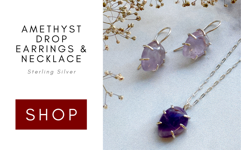 Amethyst Drop Earrings and Necklace