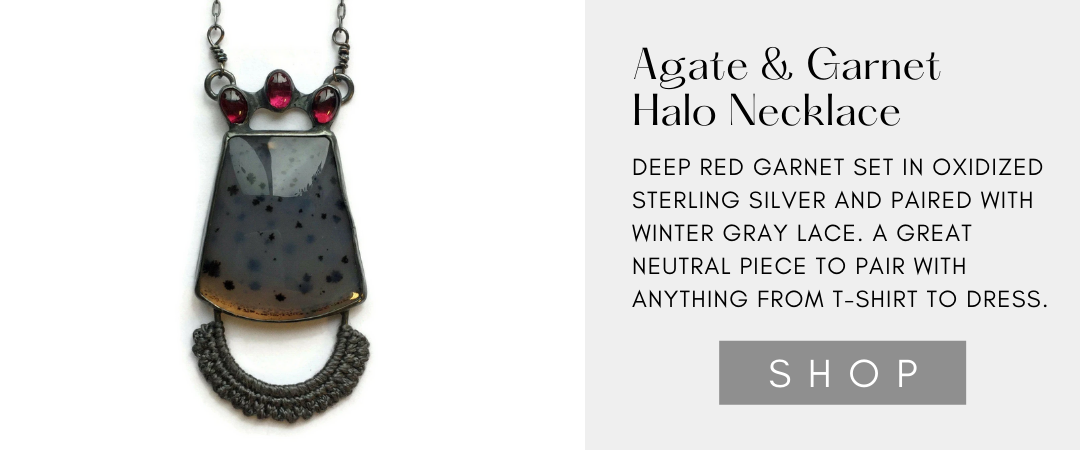 One-of-a-kind Product Feature - Agate & Garnet Halo Necklace