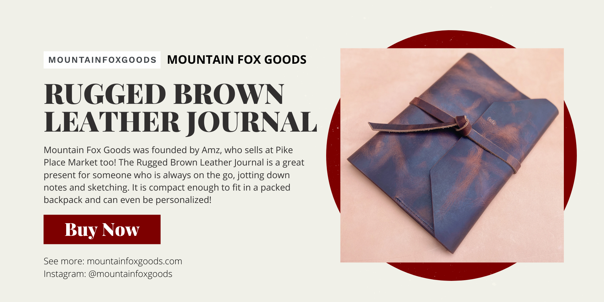 Mountain Fox Goods Rugged Brown Leather Journal