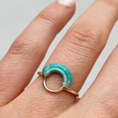 Ember Ring in Sterling Silver and Hand Dyed Sea Spray