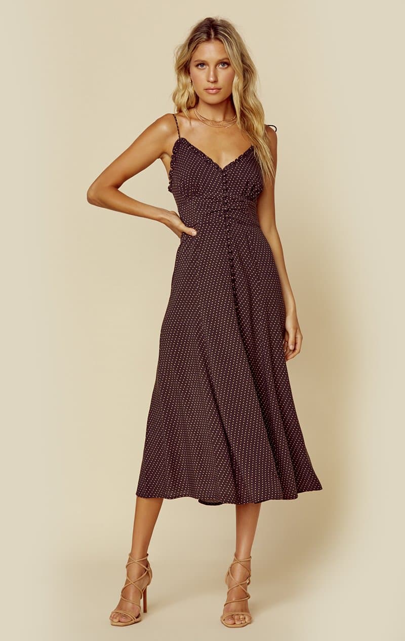 AUGUSTE THE LABEL PIPPI JULIETTE MIDI DRESS - CHARCOAL