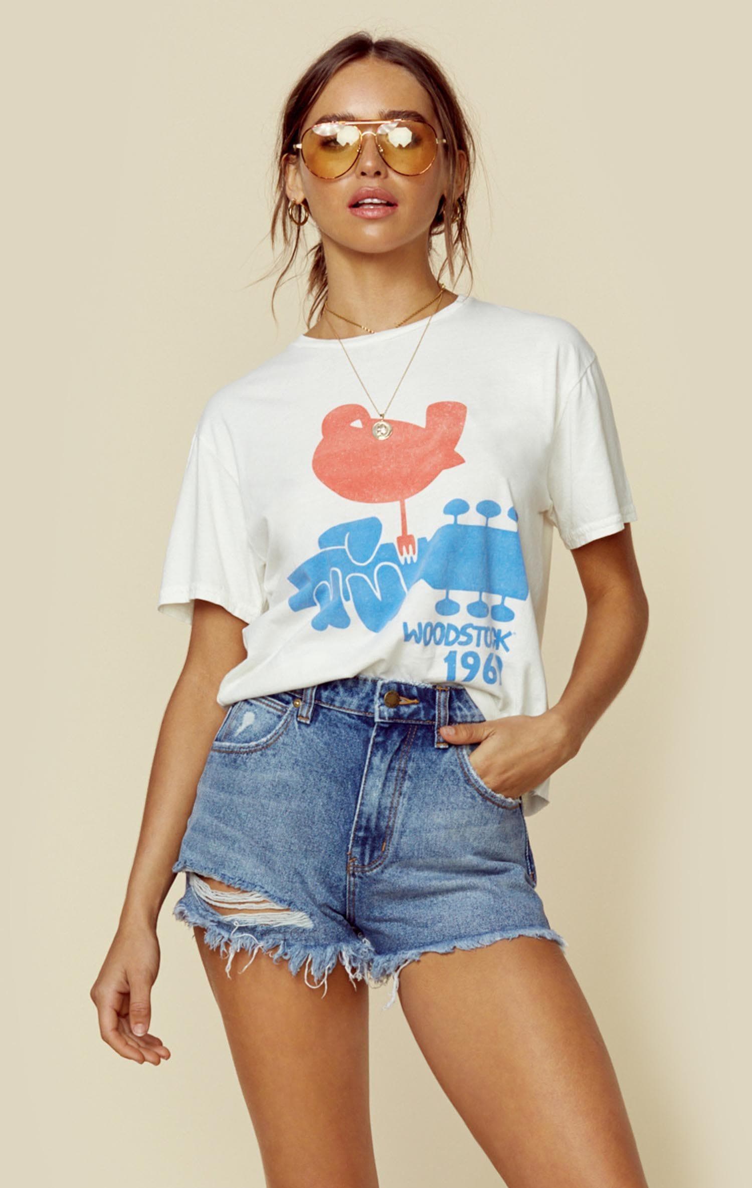 THE ORIGINAL RETRO BRAND WOODSTOCK CROP TEE - ANTIQUE WHITE