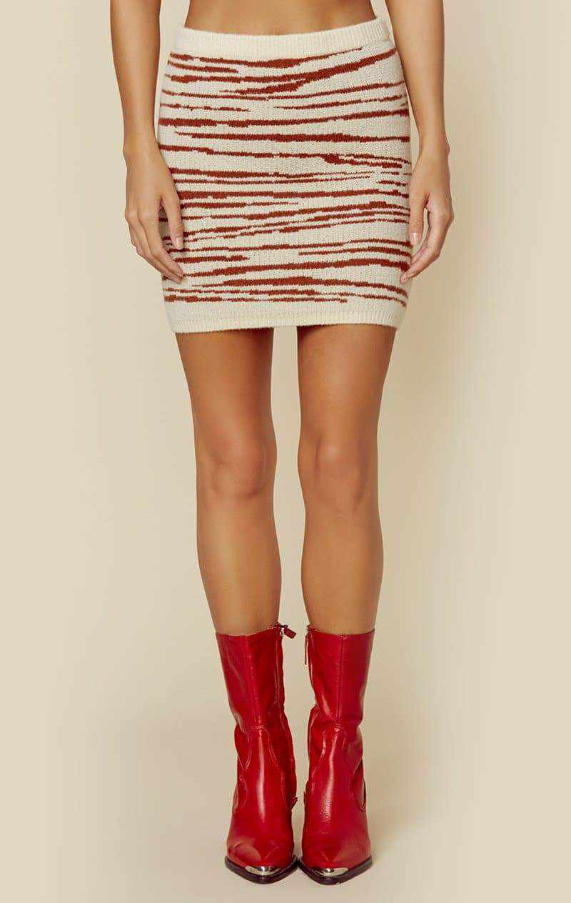 4SI3NNA ABIGAIL SKIRT - IVORY/BROWN