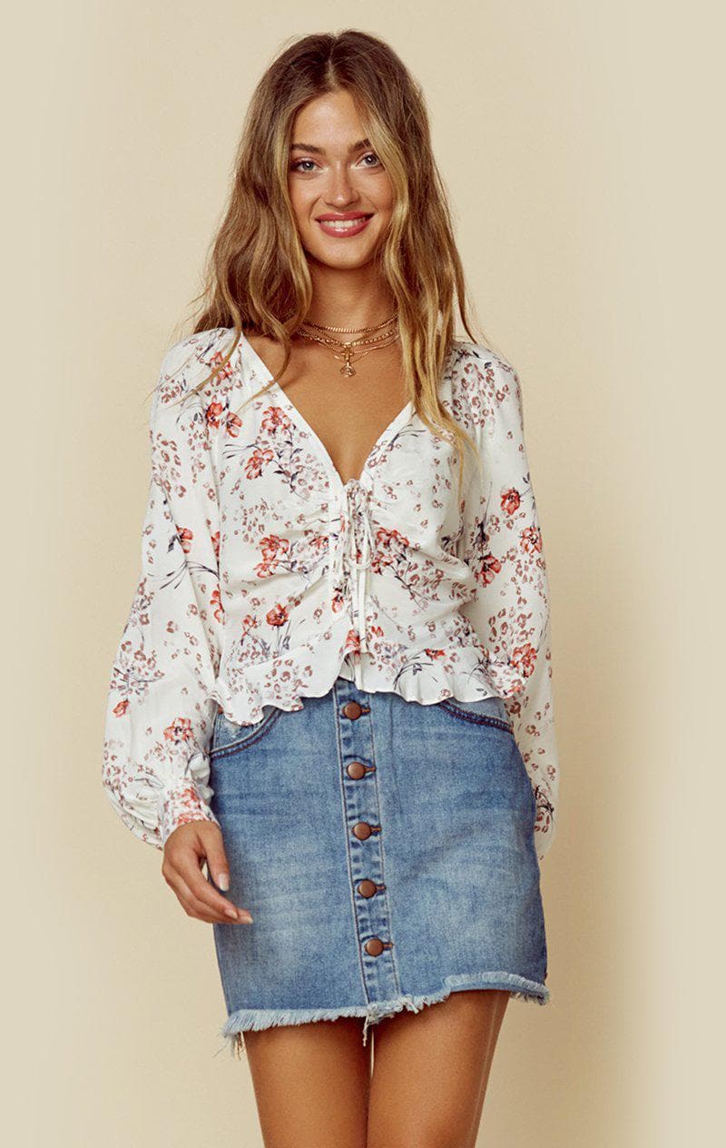 BLUE LIFE LILIA TOP - IVORY FLORAL