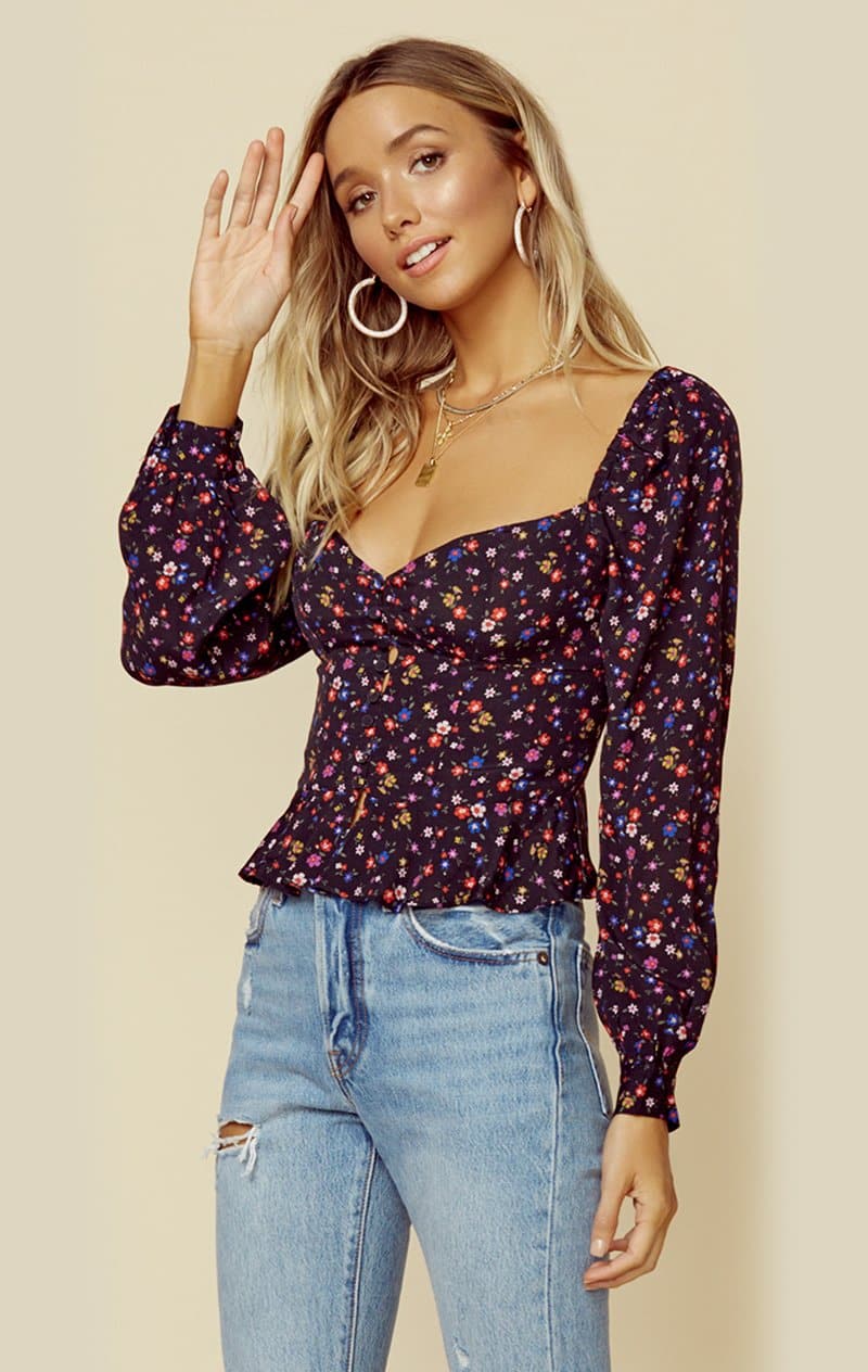 BLUE LIFE OSCAR TOP - MIDNIGHT FLORAL DAISY