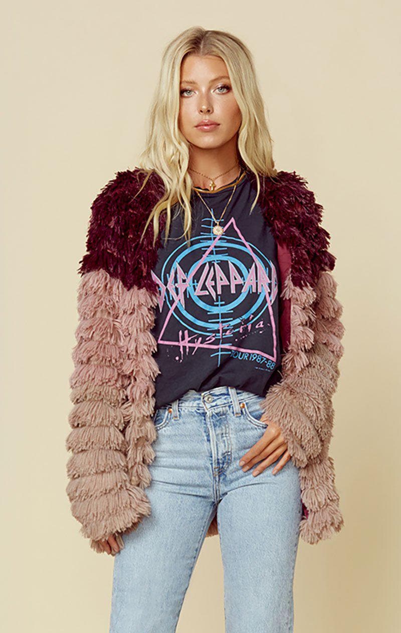 MINKPINK LOST WEEKEND FUR COAT - MULTI MAUVE