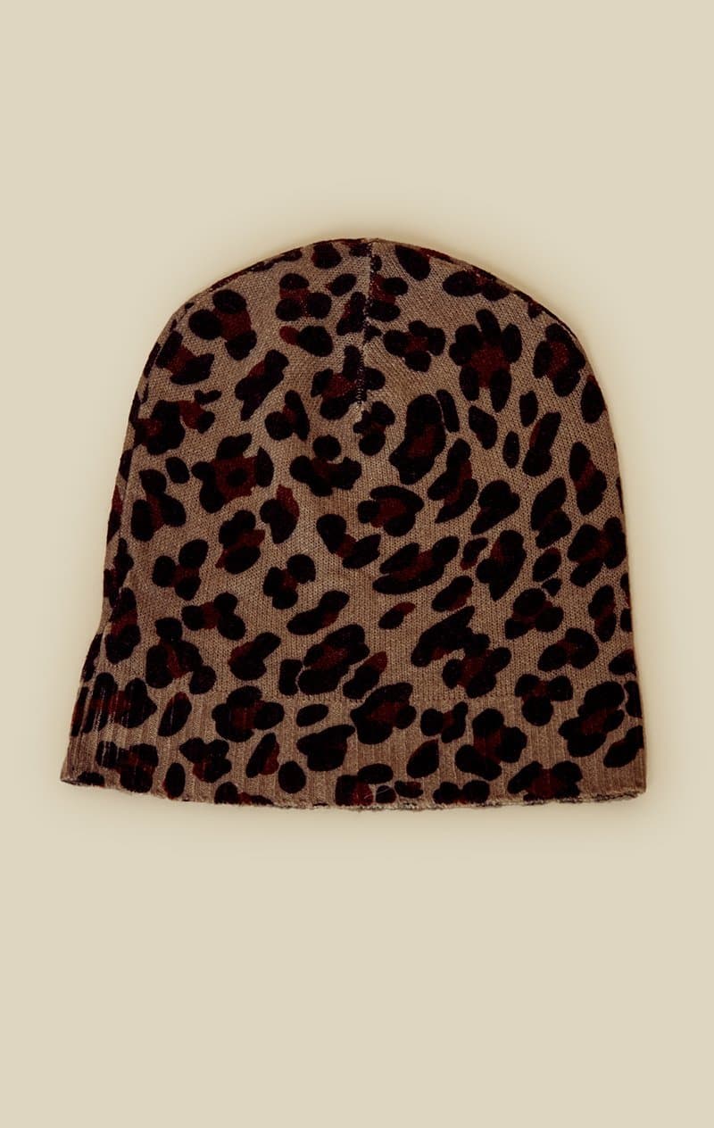 27 MILES MALIBU CASHMERE LEOPARD BEANIE - LEOPARD NIGHT