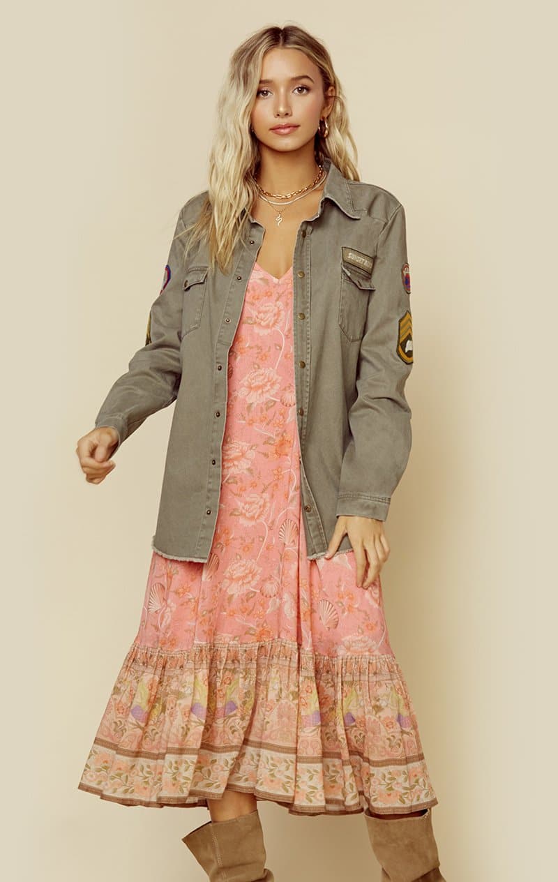 SPELL & THE GYPSY COLLECTIVE MERMAID TWILL JACKET - KHAKI MERMAID