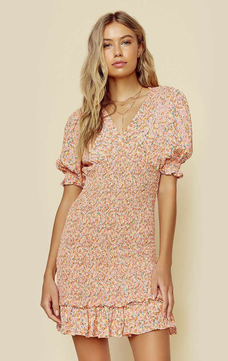 FAITHFULL THE BRAND MARGHERITA MINI DRESS | New - MATTHIOLA FLORAL PRINT