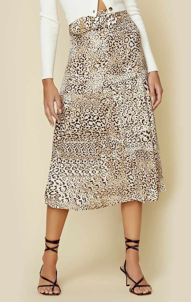 FAITHFULL THE BRAND LUDA MIDI SKIRT | New - SIGNE ANIMAL PRINT