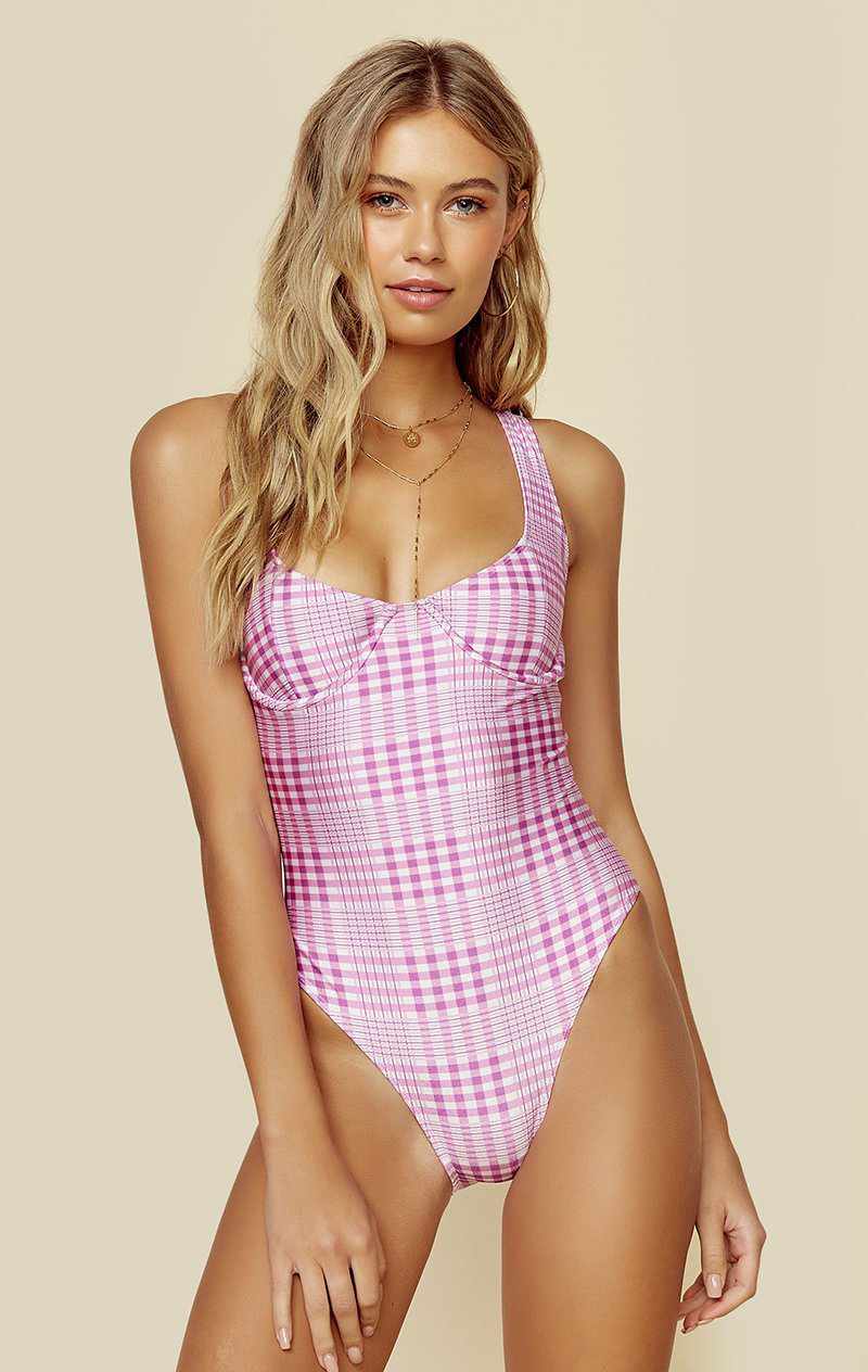 FAITHFULL THE BRAND MONA ONE PIECE | New - PURPLE GINGHAM