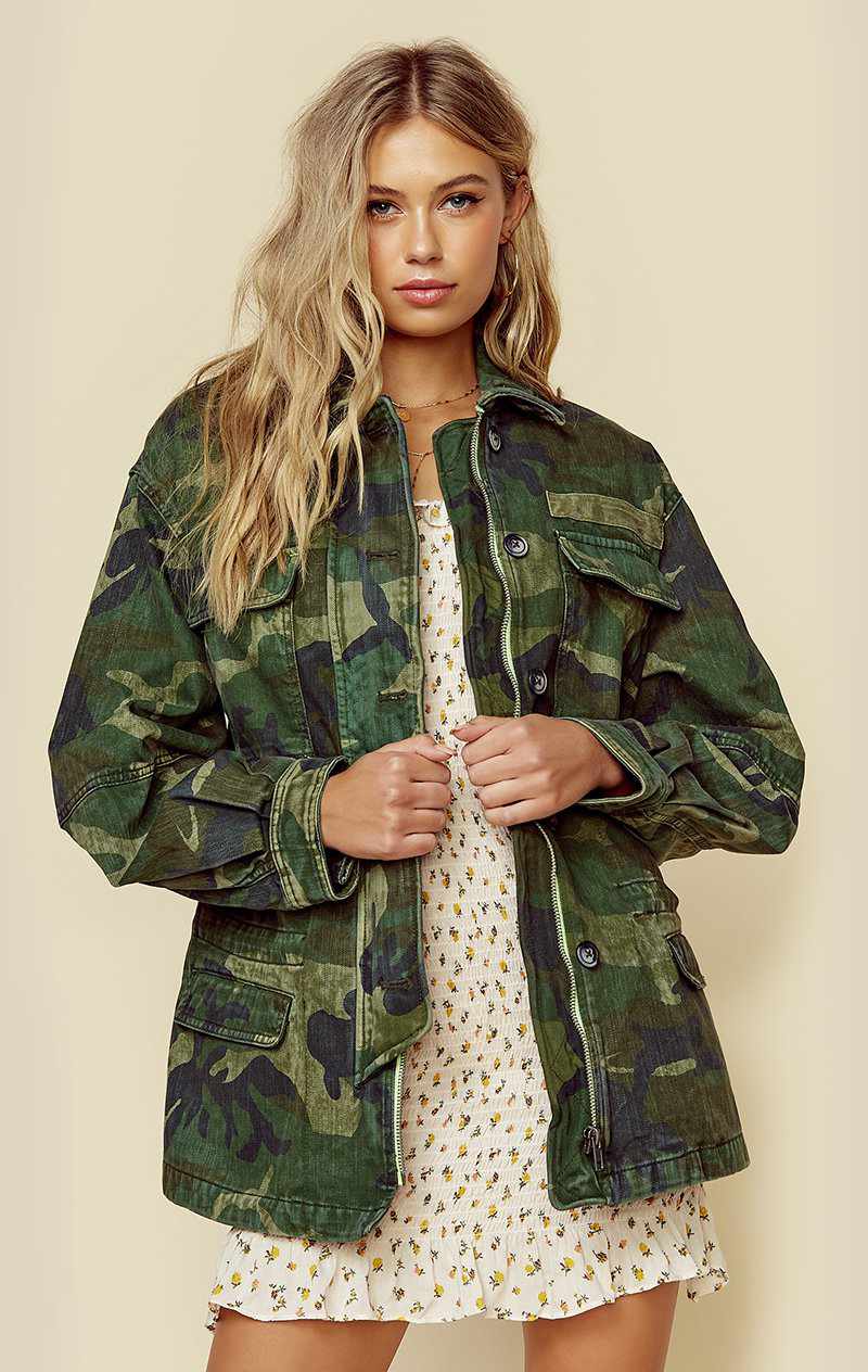 FREE PEOPLE SEIZE THE DAY JACKET | New - GREEN COMBO