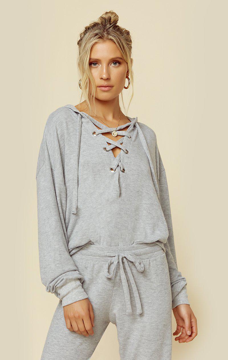 LNA Clothing BRUSHED LEO HOODIE - HEATHER GREY