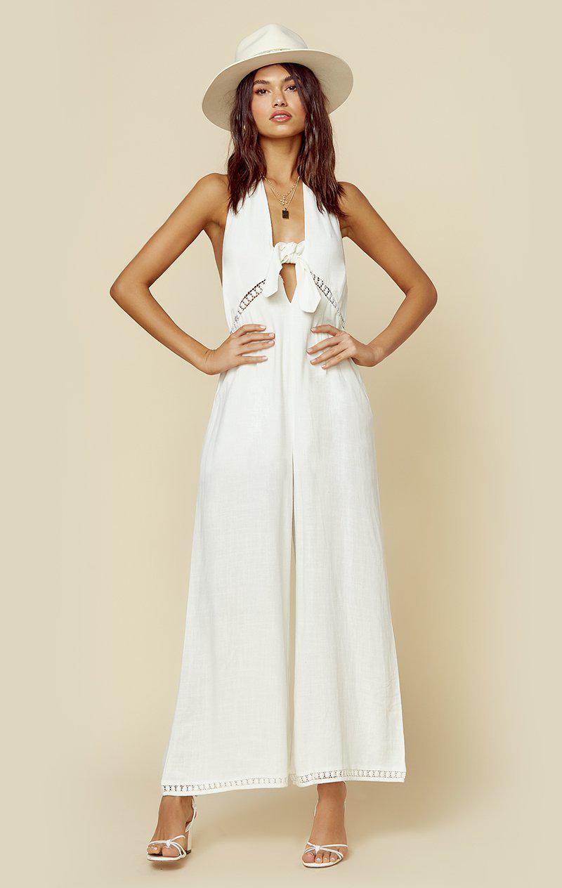 MINKPINK BOTANY HALTER JUMPSUIT - WHITE