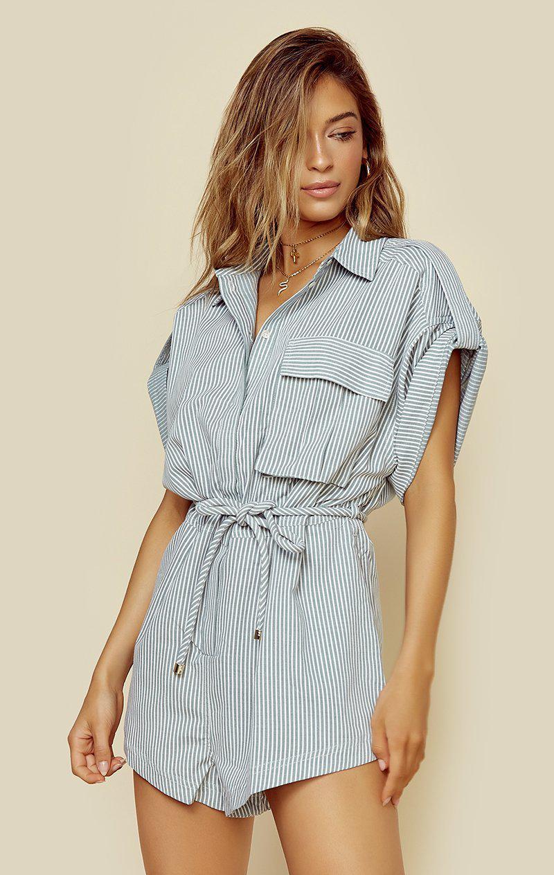 SIGNIFICANT OTHER HARTLEY ROMPER - PISTACHIO STRIPE
