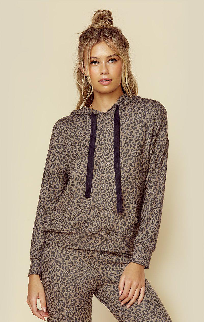 SUNDRY LEOPARD HOODIE | New - MINK LEOPARD