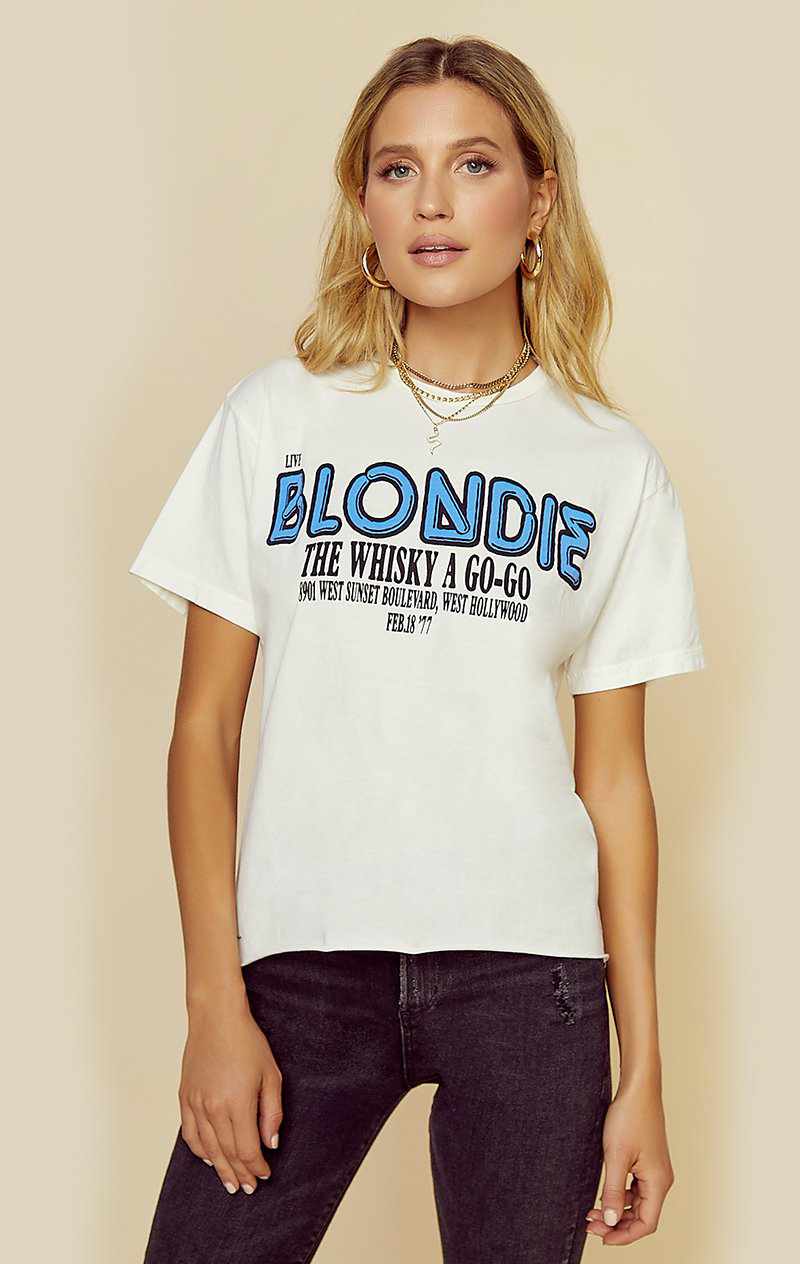 THE ORIGINAL RETRO BRAND BLONDIE WHISKEY A GO-GO CROP TEE - WHITE