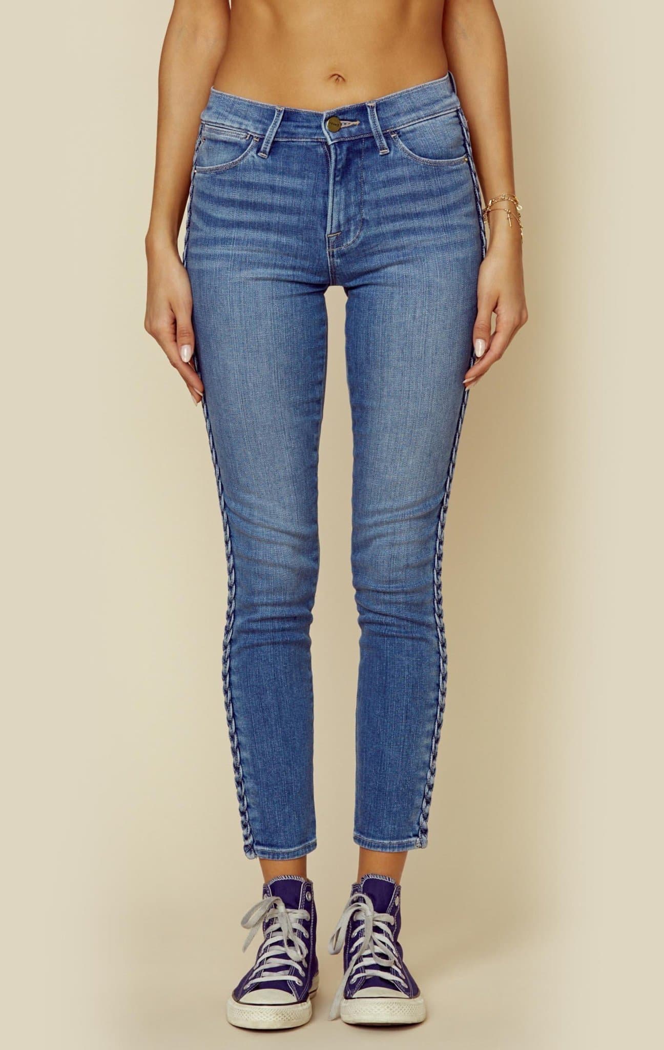 FRAME DENIM LE HIGH SKINNY BRAIDED SIDE SEAM - SANDBAR