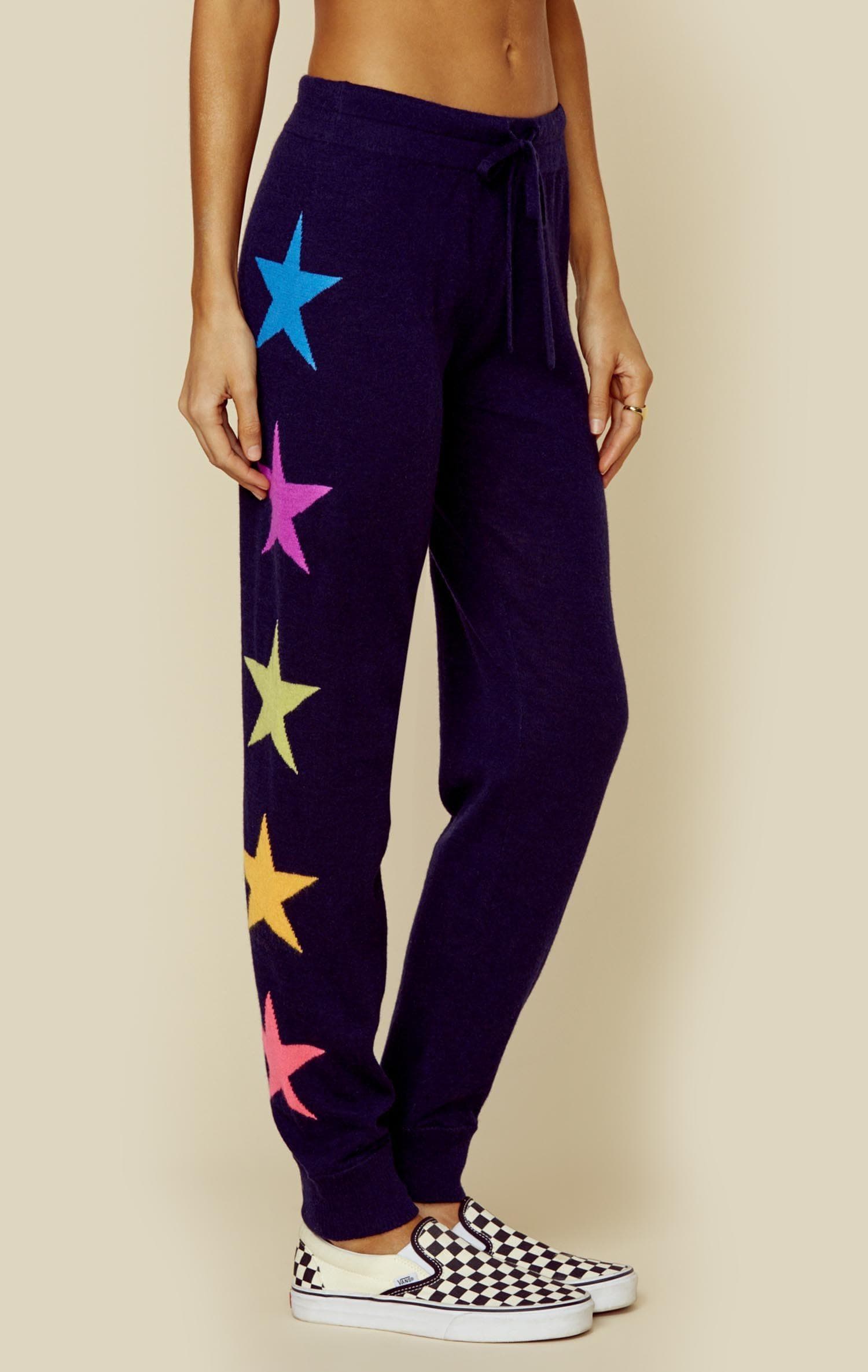 SUNDRY SIDE STARS COZY SWEATPANTS - NAVY