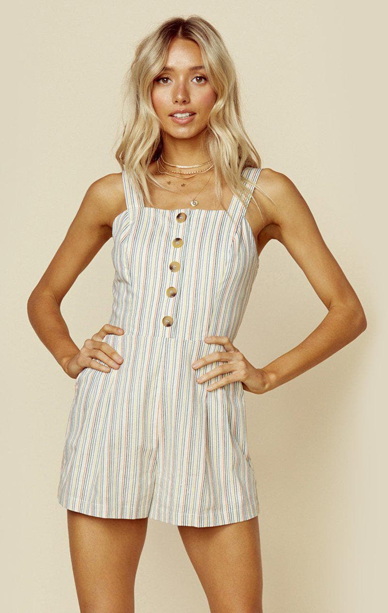 LOST + WANDER HERMOSA ROMPER - MULTI STRIPE